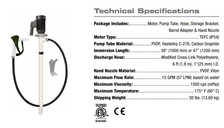 Máy bơm hóa chất thùng phuy Standard Pump Package 3